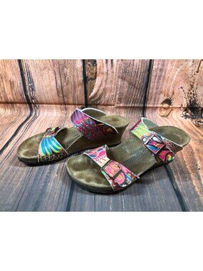 BIRKENSTOCK Papillio Dorothy African Wax Slide Wedge Sandals 37 / 6 (5k3)